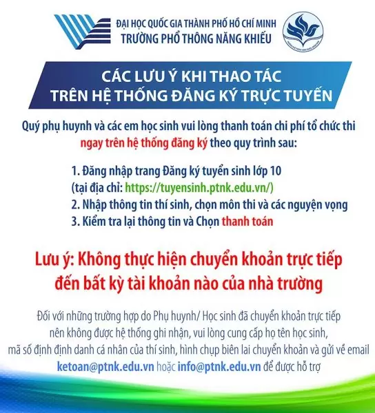 Luu Y Dang Ky Tuyen Sinh