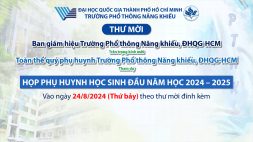 Thư mời họp Cha Mẹ học sinh đầu năm học 2024 - 2025